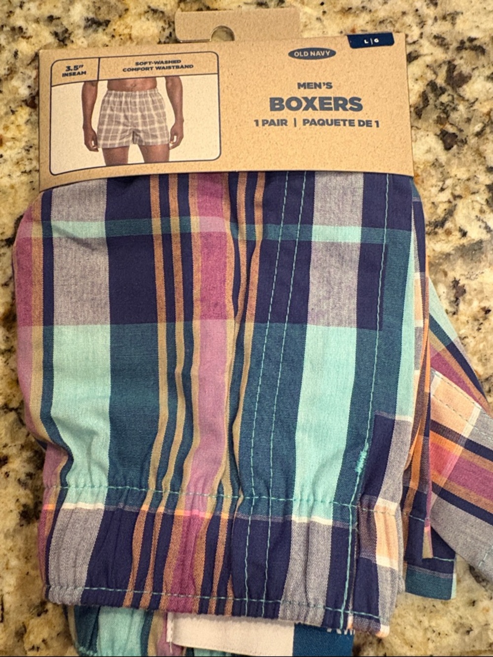 Men’s Old Navy Plaid Cotton boxers NWT - Teal, Navy & Pink